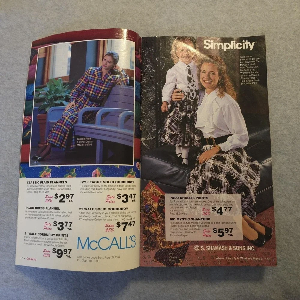 Cloth World Preview Magazine Aug/Sept 1993 Fabric Sewing Catalog Vintage Fashion